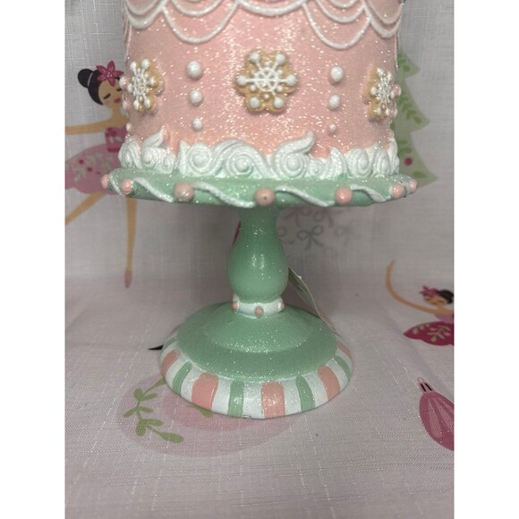 Pastel Three Tiered Clay Cake with Nutcracker Topper Christmas Holiday Decor - Picture 4 of 6